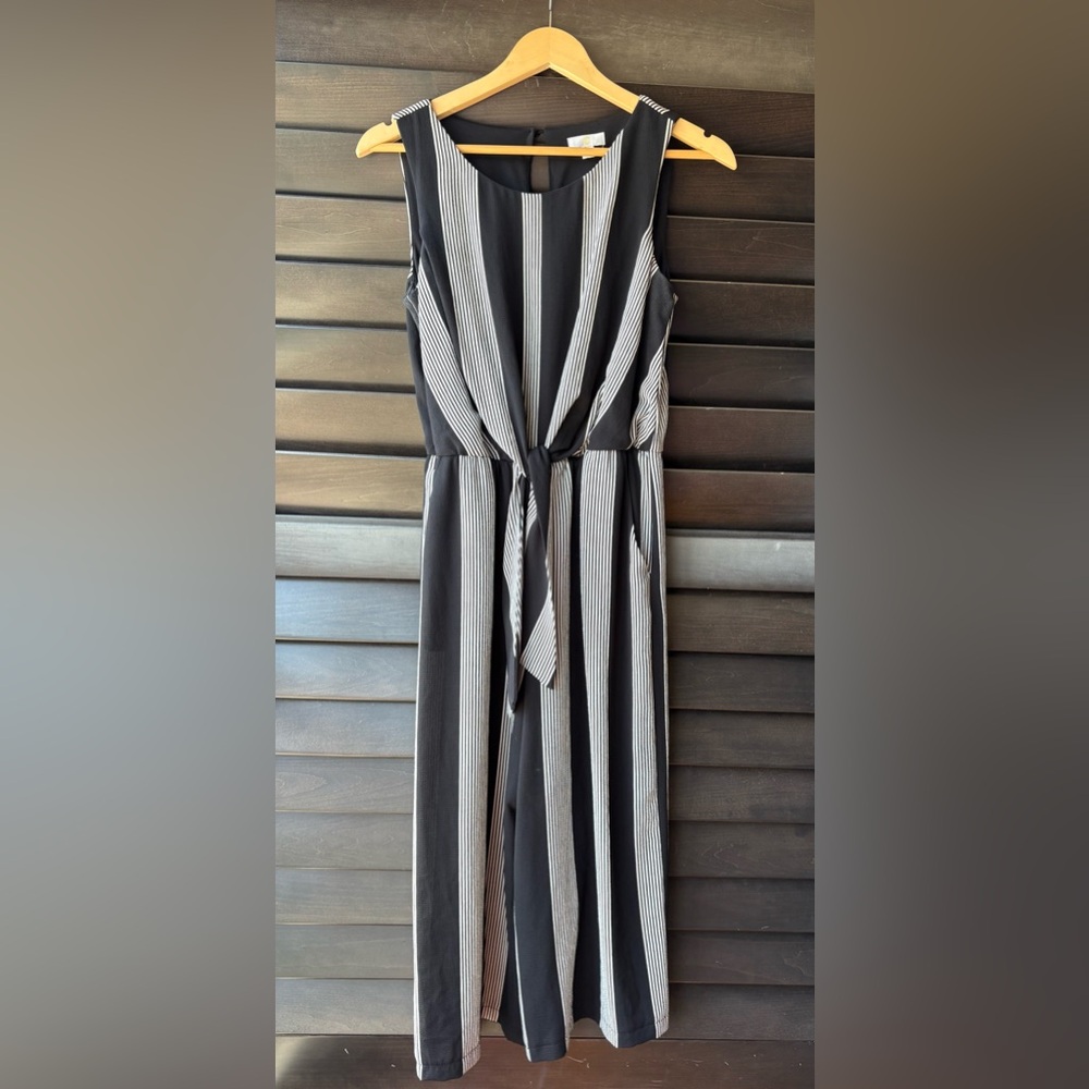 Charming Charlie Small Jumpsuit Striped Sleeveless Pockets Cropped